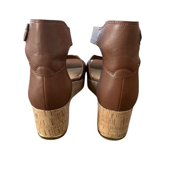 NWOT Franco Sarto Perfetto Cork Wedge Brown Sandals – Sz 10M - Picture 5 of 7